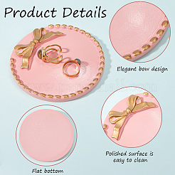 樹脂キャンドルベース  ちょう結び付きのフラットラウンド  ライトコーラル  101x12.5mm&nbsp;DIY-WH20002-144B
