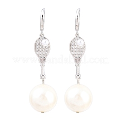 Orecchini pendenti a cerchio in ottone con micro pavé di zirconi cubici&nbsp;EJEW-G471-34P