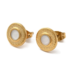 Ионное покрытие (ip) плоские круглые серьги-гвоздики из нержавеющей стали 304 EJEW-C114-23G