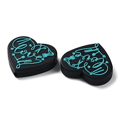 Пищевое сердце с силиконовыми фокальными бусинами со словом «любовь» SIL-NH0001-01C