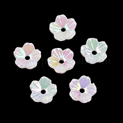 UVメッキ不透明アクリルビーズキャップ  虹色の  5  - 花びらの花  ミックスカラー  8x3mm  穴：1.4mm&nbsp;OACR-K001-45