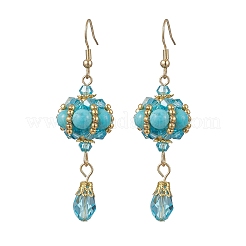 Болтающийся серьги синтетические бирюзовые&nbsp;EJEW-MZ00669-03