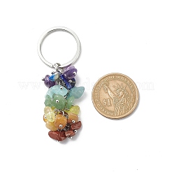 Chakra-Thema natürlicher Edelstein-Chip-Perlen-Schlüsselanhänger&nbsp;KEYC-JKC00416-02