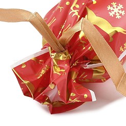 クリスマス鹿のプラスチック包装ポーチ巾着袋  長方形  サクランボ色  17.5x12x0.01cm&nbsp;ABAG-Q053-03I