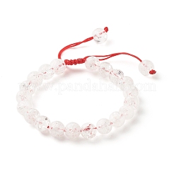 Набор браслетов из плетеных бусин из натурального кракле кварца и лавы&nbsp;BJEW-JB07212-02