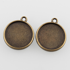 Colgante de aleación redonda plana plana Cabochon ajustes&nbsp;PALLOY-N0088-40AB-NF