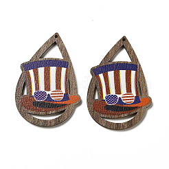 Односторонние подвески из осины с принтом на тему американского флага&nbsp;WOOD-G014-01D