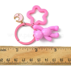 アクリルキーホルダー  鉄パーツ  クマ  濃いピンク  6.2cm&nbsp;KEYC-FS00008-01