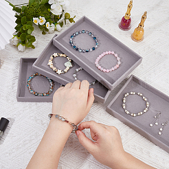 Прямоугольные бархатные подносы для демонстрации ювелирных изделий для колец&nbsp;ODIS-WH0113-14B