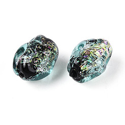 Нити из фольгированных бусин лэмпворк ручной работы&nbsp;FOIL-T008-07C