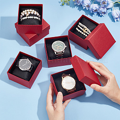 Квадратные бумажные коробки для хранения часов CON-WH0087-30C