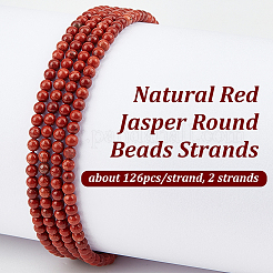 2 нить круглых бусин из натуральной красной яшмы G-OC0005-70