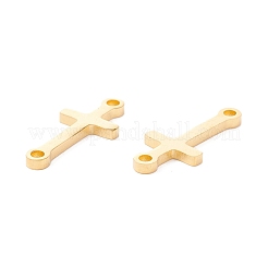 PVD真空メッキ201ステンレス鋼リンクコネクター  クロス  ゴールドカラー  19.5x8.5x1.4mm  穴：1.5mm&nbsp;STAS-F231-158G