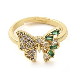 Покрытие стойки латунное микропаве кольцо на палец с кубическим цирконием RJEW-C073-01G