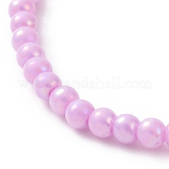 Непрозрачные эластичные браслеты из акрила и латуни с бусинами&nbsp;BJEW-JB09122