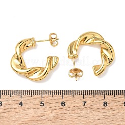ツイストリング 304ステンレススチール製スタッドピアス（女性用）  イオンプレーティング（ip）  ゴールドカラー  23x5mm&nbsp;EJEW-K333-07G