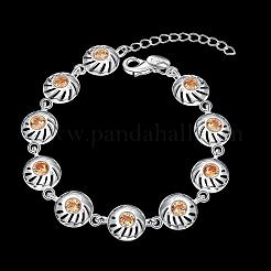 Braccialetti di collegamento rotonda e piatta zirconi squisito ottone&nbsp;BJEW-BB00644