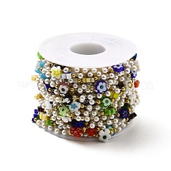 Цепочки из цветов и пластиковых бусин ручной работы CHS-I019-07G-01