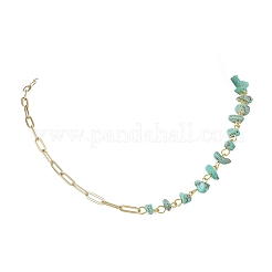 Collares de cadena con clip de acero inoxidable 304 y cuentas de turquesa sintética hechas a mano&nbsp;NJEW-JN05499-02