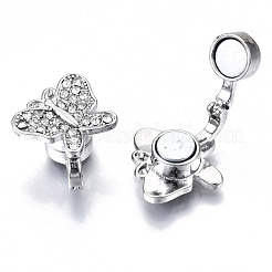 Магнитные застежки из латуни с микропейвом и прозрачным кубическим цирконием&nbsp;KK-N232-141P-NF