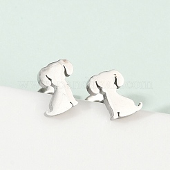 Серьги-гвоздики в форме щенка из нержавеющей стали 304 X-EJEW-F227-05P