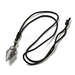 Ожерелье с конической подвеской-маятником из натурального лабрадорита и нейлоновым шнуром для женщин NJEW-B106-01F