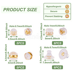 24 шт. 4 стиля латунных ушных гаек FIND-TA0006-59