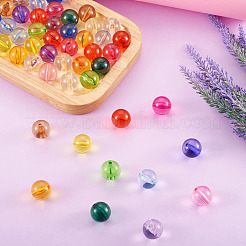 90шт 15 цвета прозрачные акриловые бусины&nbsp;MACR-TA0001-21