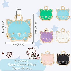 48 шт. 6 цвета экологически чистые подвески из цинкового сплава&nbsp;ENAM-GO0001-09