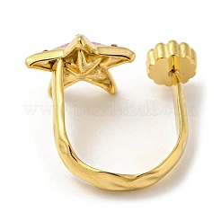 Открытое кольцо-манжета со звездой из розового циркония&nbsp;RJEW-D022-01G