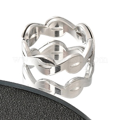 女性用テクスチャインフィニティ304ステンレススチール指輪  ステンレス鋼色  内径：17mm&nbsp;RJEW-L126-07B-P