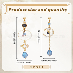 1 paire de boucles d'oreilles pendantes en alliage avec strass&nbsp;EJEW-LP0007-114