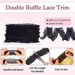 10 ярд полиэстеровой плиссированной эластичной кружевной отделки&nbsp;SRIB-TA0001-23E