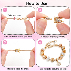 12 pulsera de cadena de serpiente redonda de acero inoxidable de 3 colores para hombres y mujeres&nbsp;DIY-BC0009-44