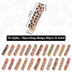10 Uds. Clips de clavijas artesanales de madera con estampado de flores de 10 estilos&nbsp;AJEW-WH0248-505