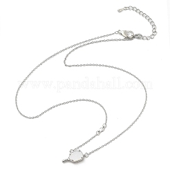 Латунные ожерелья с подвеской в виде ракетки из натуральной белой ракушки NJEW-H052-01P