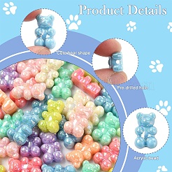 20 шт. непрозрачные акриловые бусины в виде медведя MACR-YW0003-53