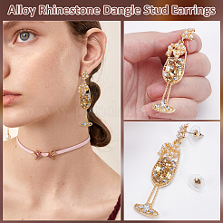 1 пара сережек-гвоздиков из сплава со стразами EJEW-UN0002-73B