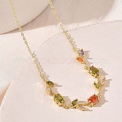 Colliers à maillons en laiton pavé de zirconiums cubiques en forme de rose pour femmes&nbsp;NJEW-C121-05B-05G