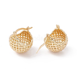 Orecchini a cerchio da donna a forma di cesto intrecciato in ottone&nbsp;LS-EJEW-E165-01KCG