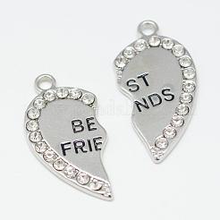 Alliage de coeur pendentifs divisés en strass&nbsp;TIBEP-S293-061P-LF