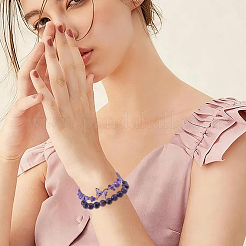 1 bracciale elastico con perline rotonde di ametista naturale&nbsp;BJEW-PA0001-14