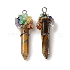 7 большая подвеска с заостренными чакрами из натурального тигрового глаза&nbsp;G-C012-01R-03