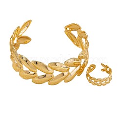 Комплект из браслета-манжеты и колец-манжет из пшеничного сплава&nbsp;FS-WG1F87C-01