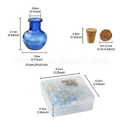 10шт 5 цвета круглые стеклянные пробковые бутылки орнамент GLAA-FS0001-73