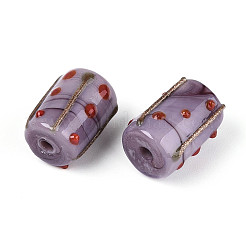 Бусины из фольгированного стекла ручной работы с золотым напылением LAMP-ZX003-12-08