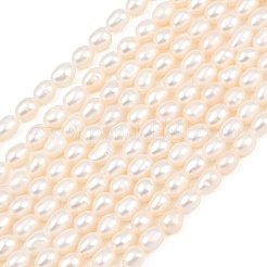 天然養殖淡水パールビーズ連売り  ライス  グレード5 A  ベージュ  4.3~4.6mm  穴：0.5mm  約69個/連  15.43''（39.2cm）〜15.51''（39.4cm）&nbsp;PEAR-D003-01D-05