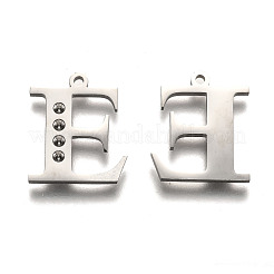 Pendentif lettre en acier inoxydable 304 anti-ternissement avec strass&nbsp;STAS-Y006-61P-E