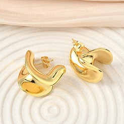 Изогнутые овальные серьги-гвоздики из латуни&nbsp;EJEW-F389-03G