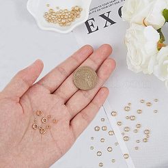 304ステンレススチールスペーサービーズ  ロンデル  混合サイズ  ビーズコンテナ付  ゴールドカラー  6.8x5.2x1.1cm  約100個/箱&nbsp;STAS-UN0001-81G